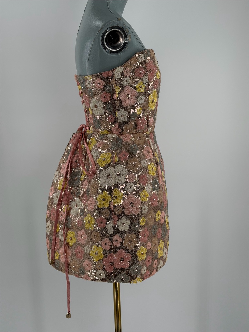 🆕 BRONX & BANCO 🧿 NWOT Maraya Floral Sequin Mini Dress, Yellow Multi, Sz M US6 - Picture 8 of 17